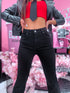 FLARED jeans pants "PURE BLACK" K817
